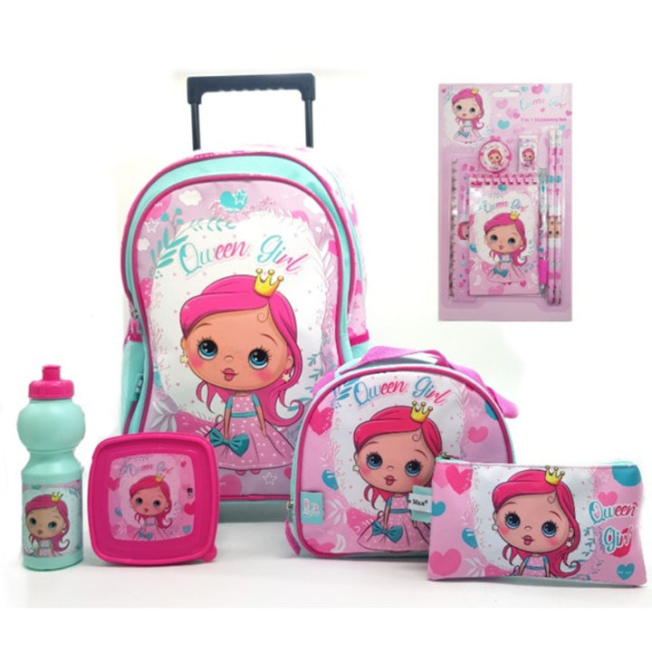 Queen Girl 12 in 1 Trolley Set - 18" Trolley QGPR23- 1 - Salman Stores