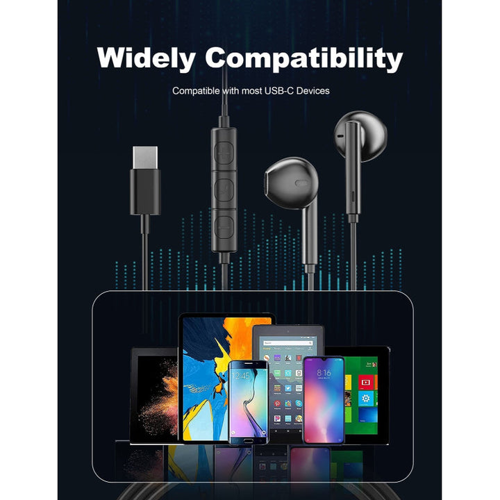 RAVPower RP-BH1006 Wired Earphone with Type-C Black RP.BH1006.BK - Salman Stores