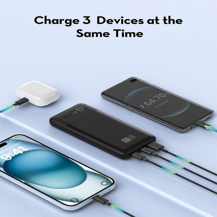 RAVPower 10000mAh TFT Display Power Bank 2C 1A 20W Black RP.PB1237.BK - Salman Stores