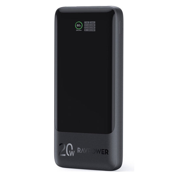 RAVPower 10000mAh TFT Display Power Bank 2C 1A 20W Black RP.PB1237.BK - Salman Stores