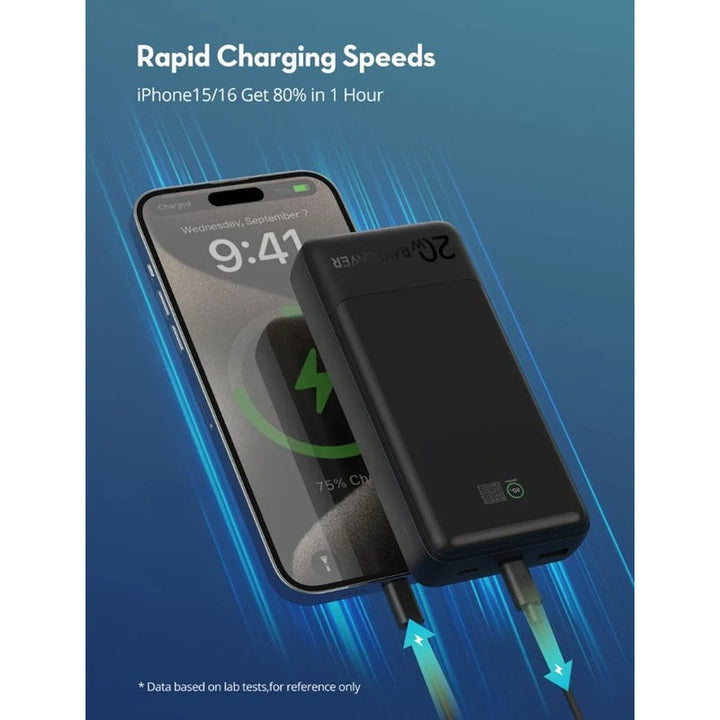 RAVPower 20000mAh TFT Display Power Bank 2C 1A 20W Black RP.PB1238.BK - Salman Stores