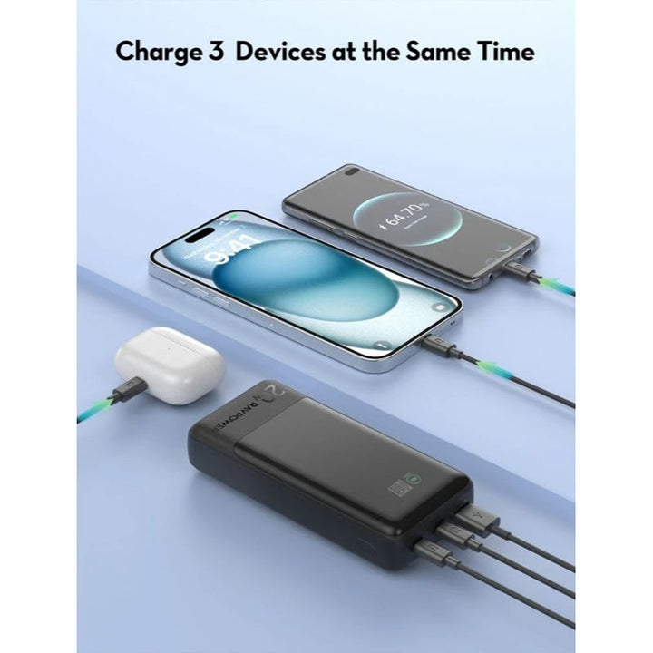 RAVPower 20000mAh TFT Display Power Bank 2C 1A 20W Black RP.PB1238.BK - Salman Stores