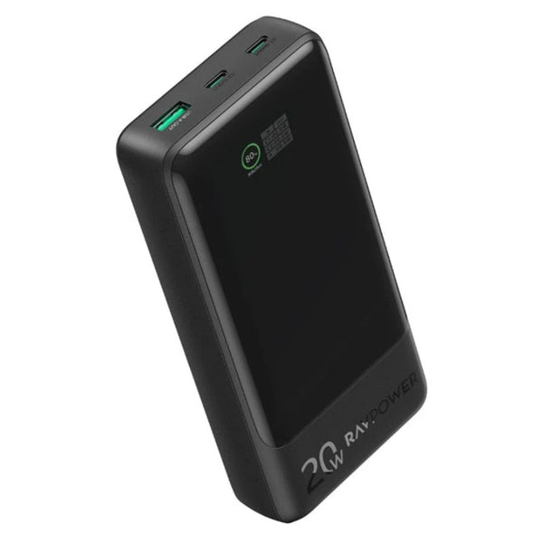 RAVPower 20000mAh TFT Display Power Bank 2C 1A 20W Black RP.PB1238.BK - Salman Stores