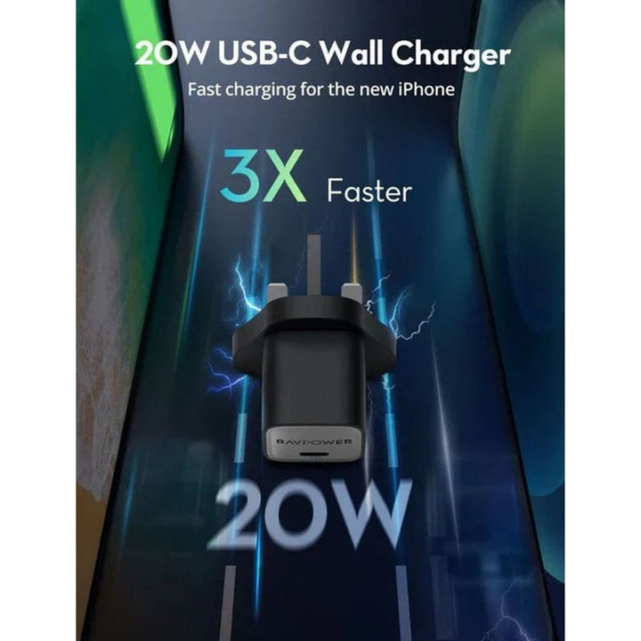 RAVPower PD Pioneer 20W Wall Charger Black RP.PC1055.BK - Salman Stores