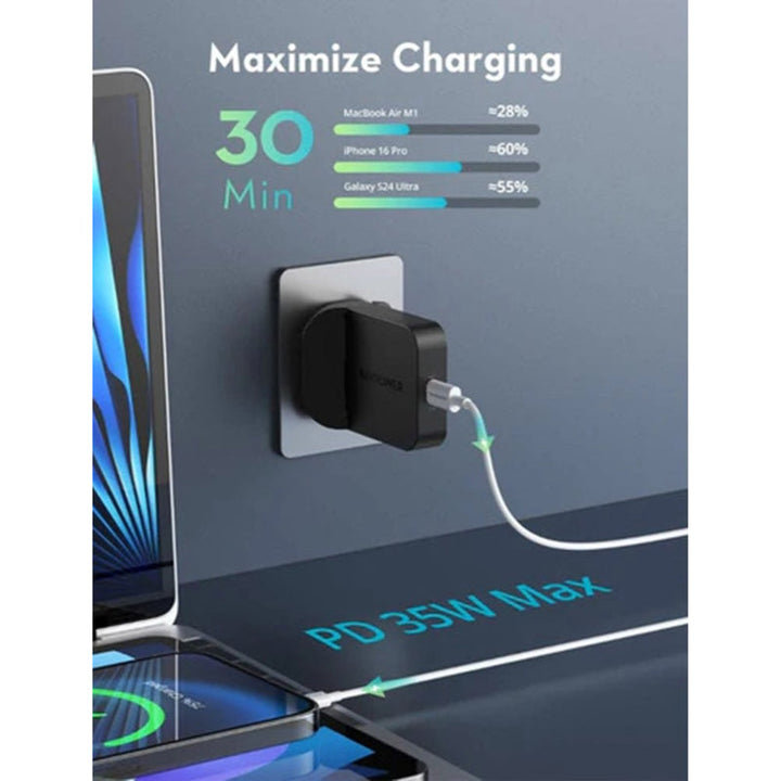 RAVPower PD Pioneer 35W Usb-C Foldable Wall Charger Black RP.PC1082.BK - Salman Stores