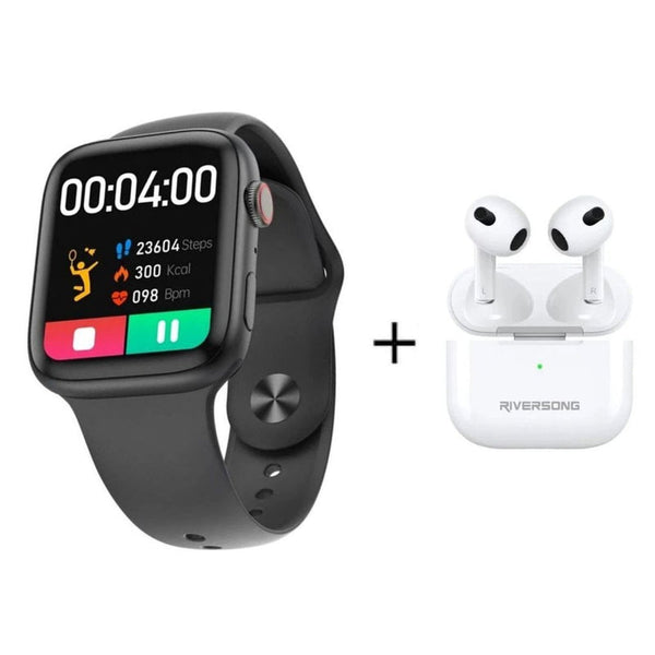 Riversong EA227-SW73 Motive7S Smartwatch Dark Grey + AirFly L3 EA227 True Wireless Earbuds White RS.EA227-SW73.BUN - Salman Stores