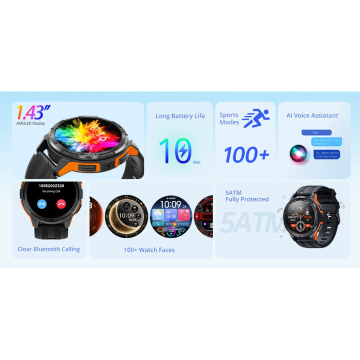 Riversong Motive 8C SW801 Round Dial Amoled 5ATM Smart Watch RS.MOTIVE8C-SW801.BK - Salman Stores
