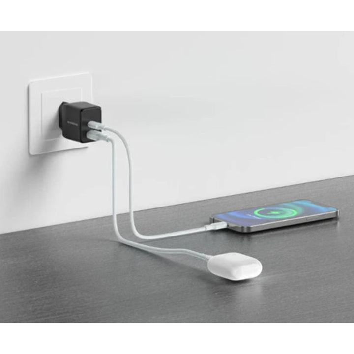 Riversong GAN Wall Charger Dual Port PD20W 1A 1C Black RS.PWRKUBG20-AD117.BK - Salman Stores