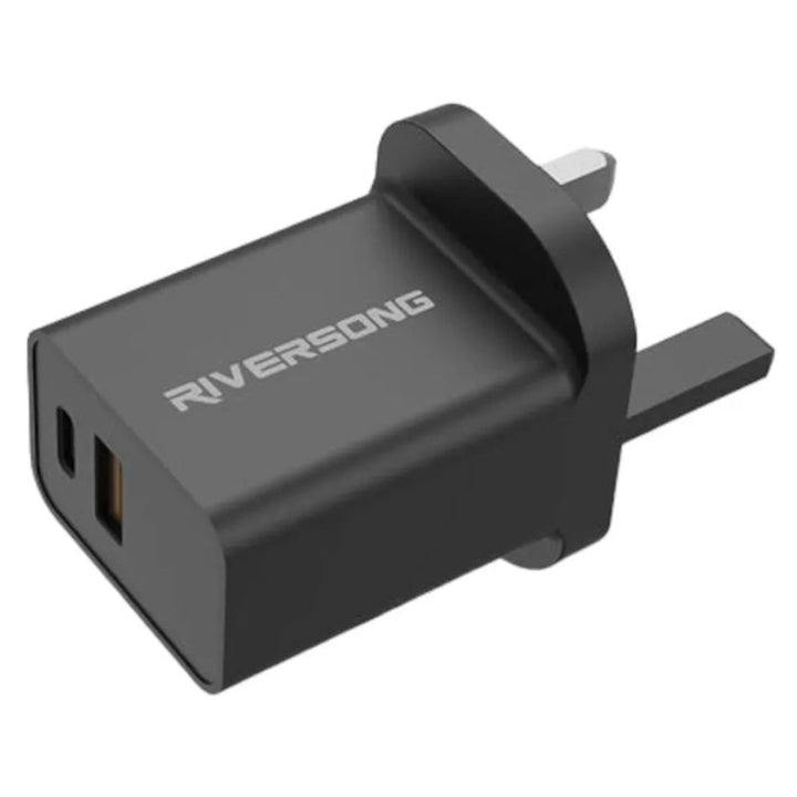 Riversong Dual Port Fast Wall Charger 30W AD28 Black RS.SAFEKUBD6-AD28.BK - Salman Stores