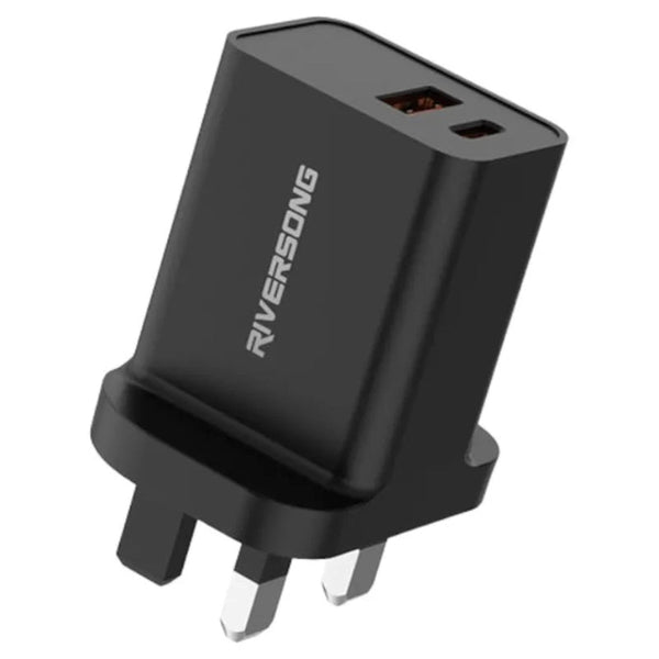Riversong Dual Port Fast Wall Charger 30W AD28 Black RS.SAFEKUBD6-AD28.BK - Salman Stores