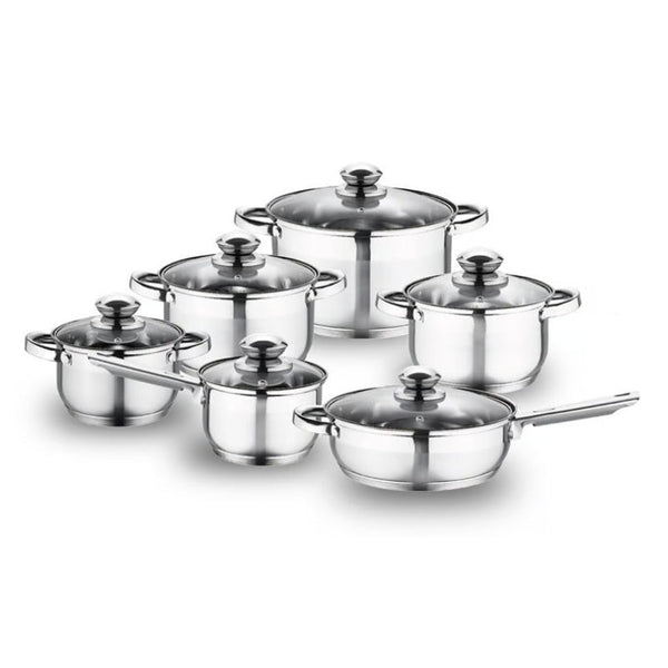 Schon Haus Cookware Set Stainless Steel 12 pcs RW1221-12 - Salman Stores