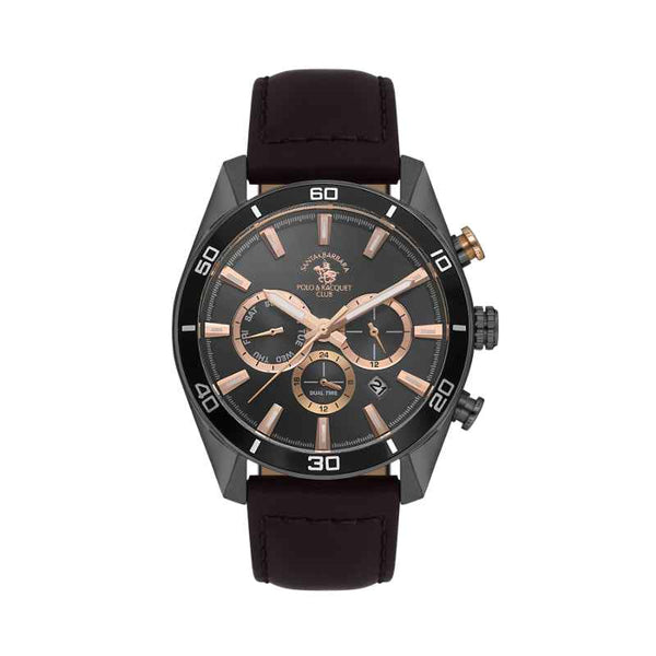 Santa Barbara Polo Club Legend Men Genuine Leather Dark Brown Watch SB1106275
