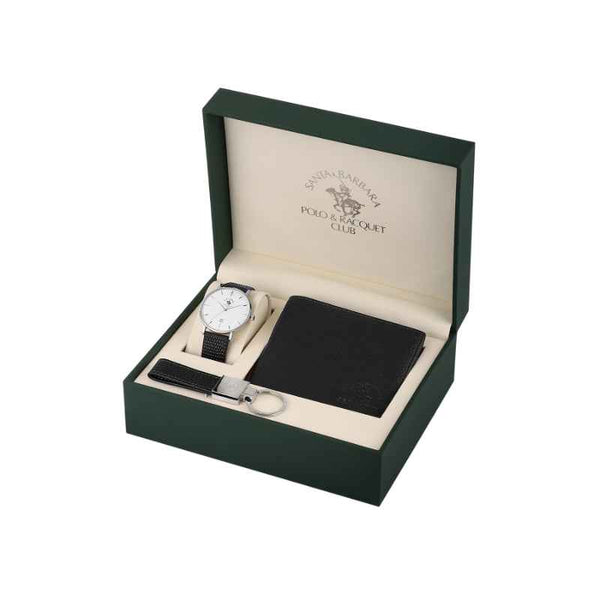 Santa Barbara Polo Club Noble Men Lizard Pattern Leather Black Watch SB8100091