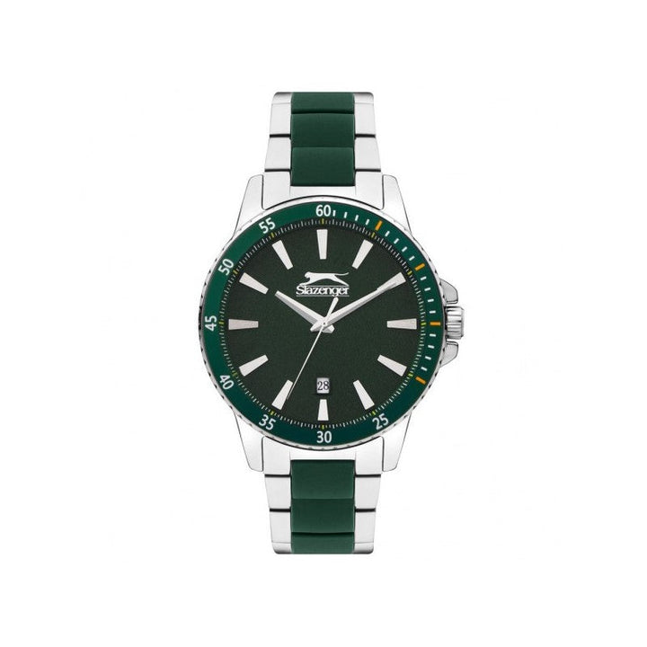 Slazenger Men Silver & Green Stainless Steel Analog Watch - Salman Stores