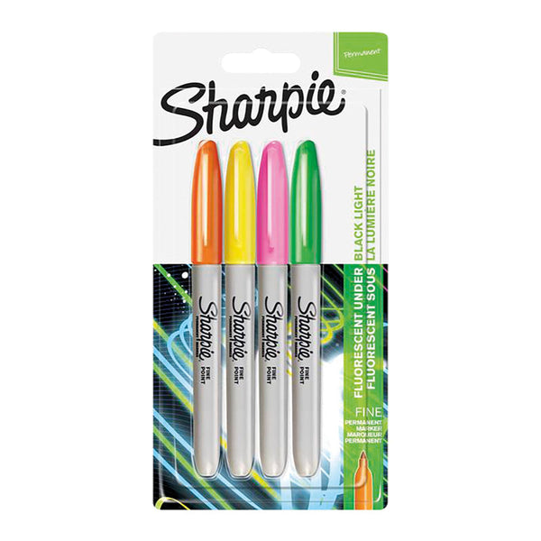 Sharpie Permanent Marker Waterproof Neon Bls Set of 4 Colors SP-1985855