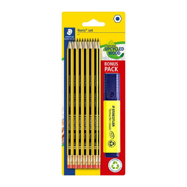 Staedtler Noris Upcycle 12 Pencils and Highlighter ST-122-BK12PH
