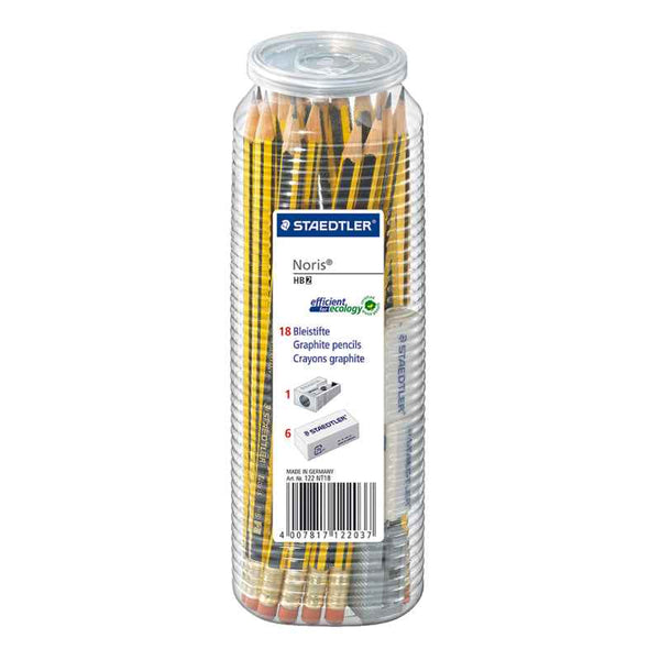 Staedtler Graphite pencil Set Noris Pencil 18pcs with Eraser 6pcs and 1 Sharpener ST-122-NT18