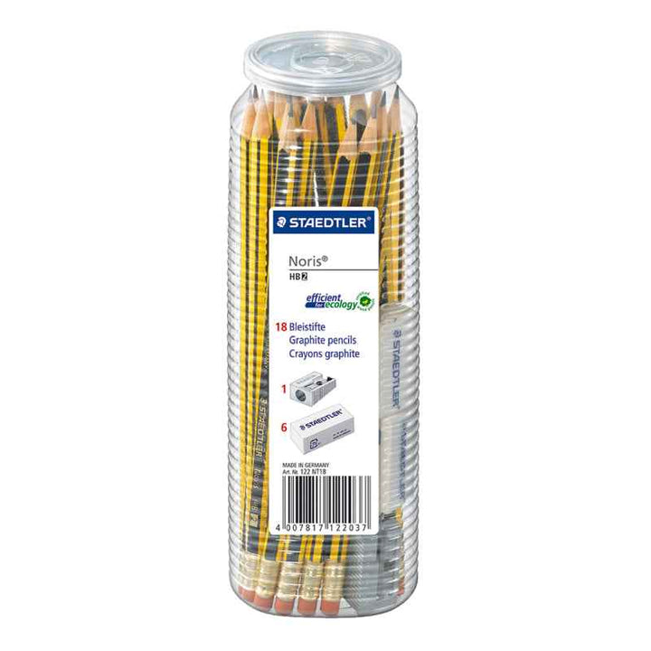 Staedtler Graphite pencil Set Noris Pencil 18pcs with Eraser 6pcs and 1 Sharpener ST-122-NT18