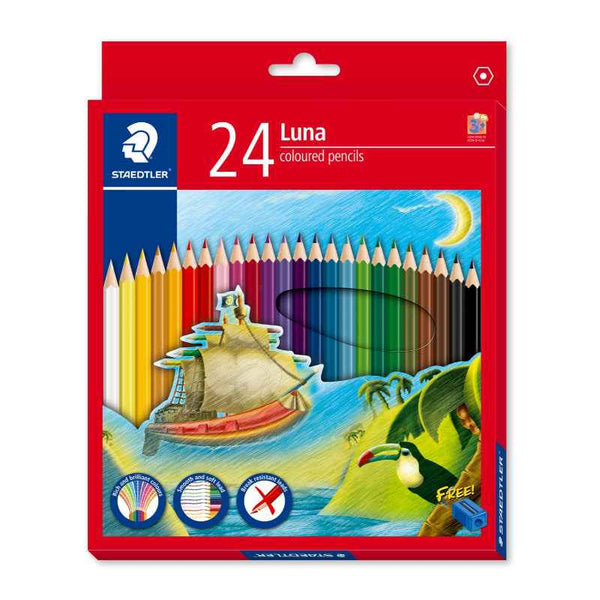 Staedtler Luna 24 Colors Coloured Pencil Set with FREE Pencil Sharpener ST-136-LC24