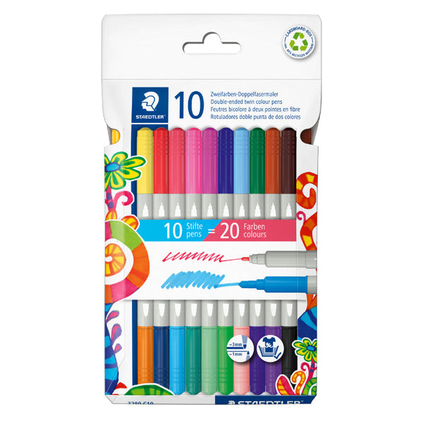 Staedtler Double ended Fibre tip Pen 10 Colors ST-3280-C10
