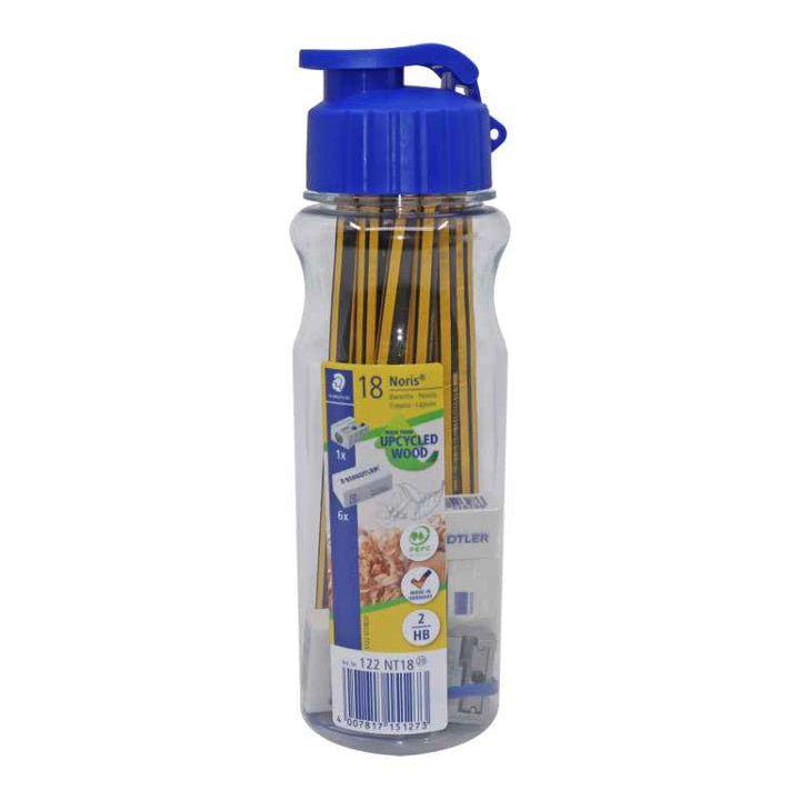 Staedtler Noris 12 pencils with Sharpener and Eraser in Bottle Case ST-61-122H