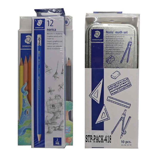 Staedtler Norica 12 Pencil Set with 12 Color Pencils 12cl and Geometry Set STP-PACK-418