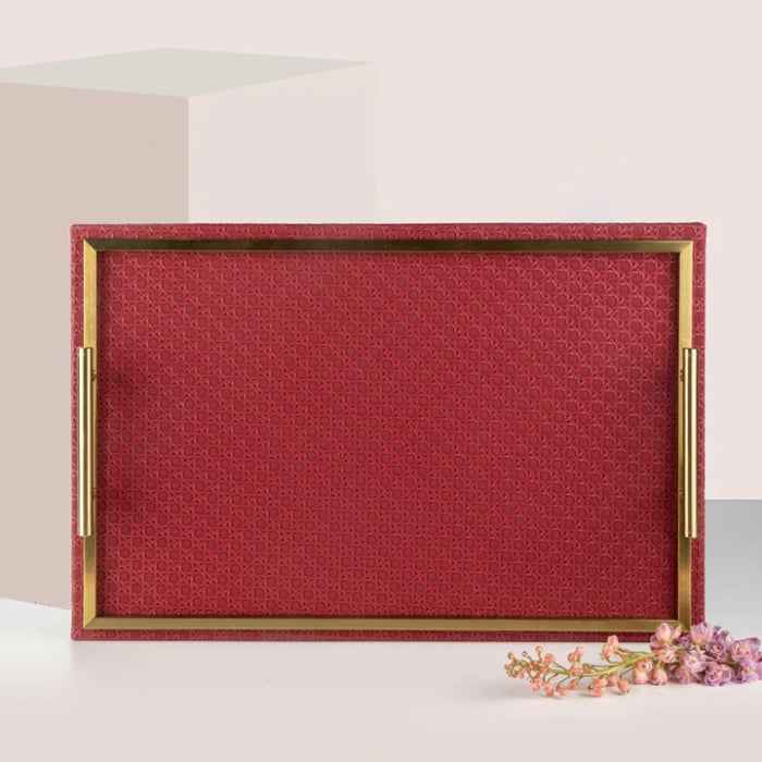 Otantik Serving Tray from Ratan Red 50.6 x 33.6 cm SUZ1029