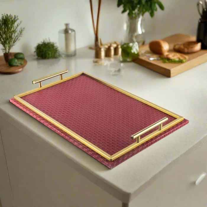 Otantik Serving Tray from Ratan Red 50.6 x 33.6 cm SUZ1029