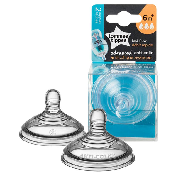 Tommee Tippee Advanced Anti-Colic Teats Fast Flow x2 - Clear TT422582 - Salman Stores