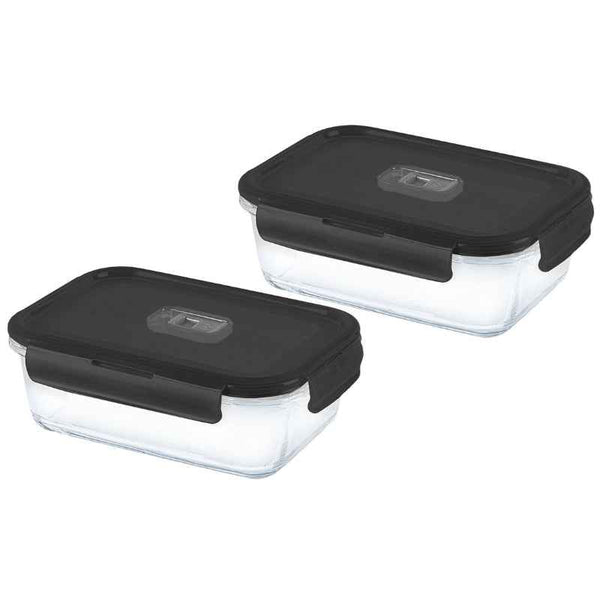 Luminarc Temp Rectangular Pure Flat Rim with Black Lid 2 pcs V7977